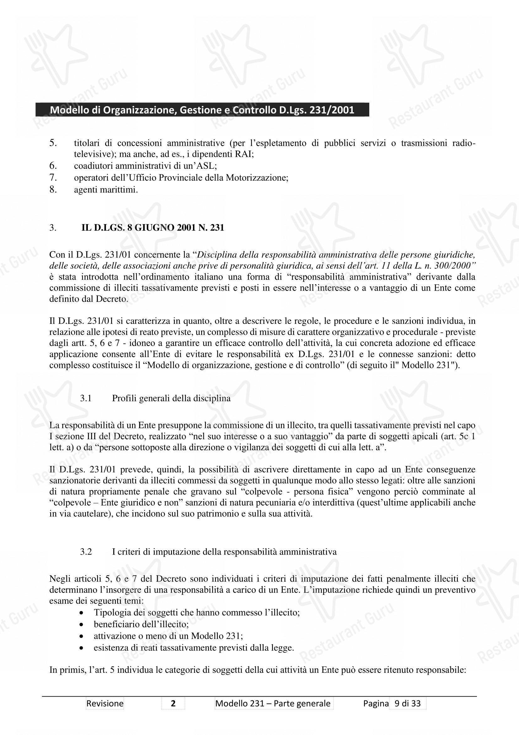Основное меню ресторана Pizzium - Rimini в Римини