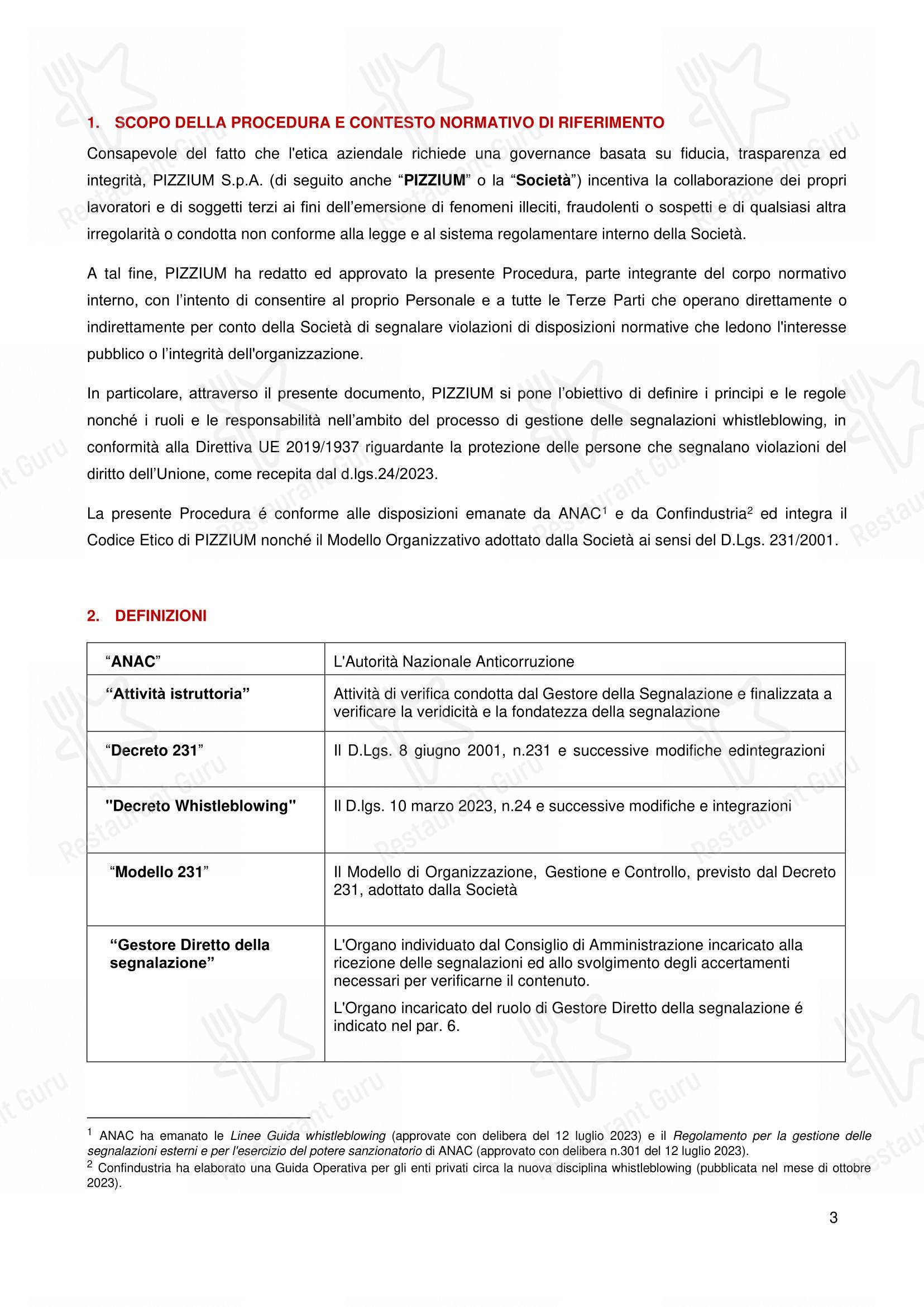 Меню напитков ресторана Pizzium - Rimini