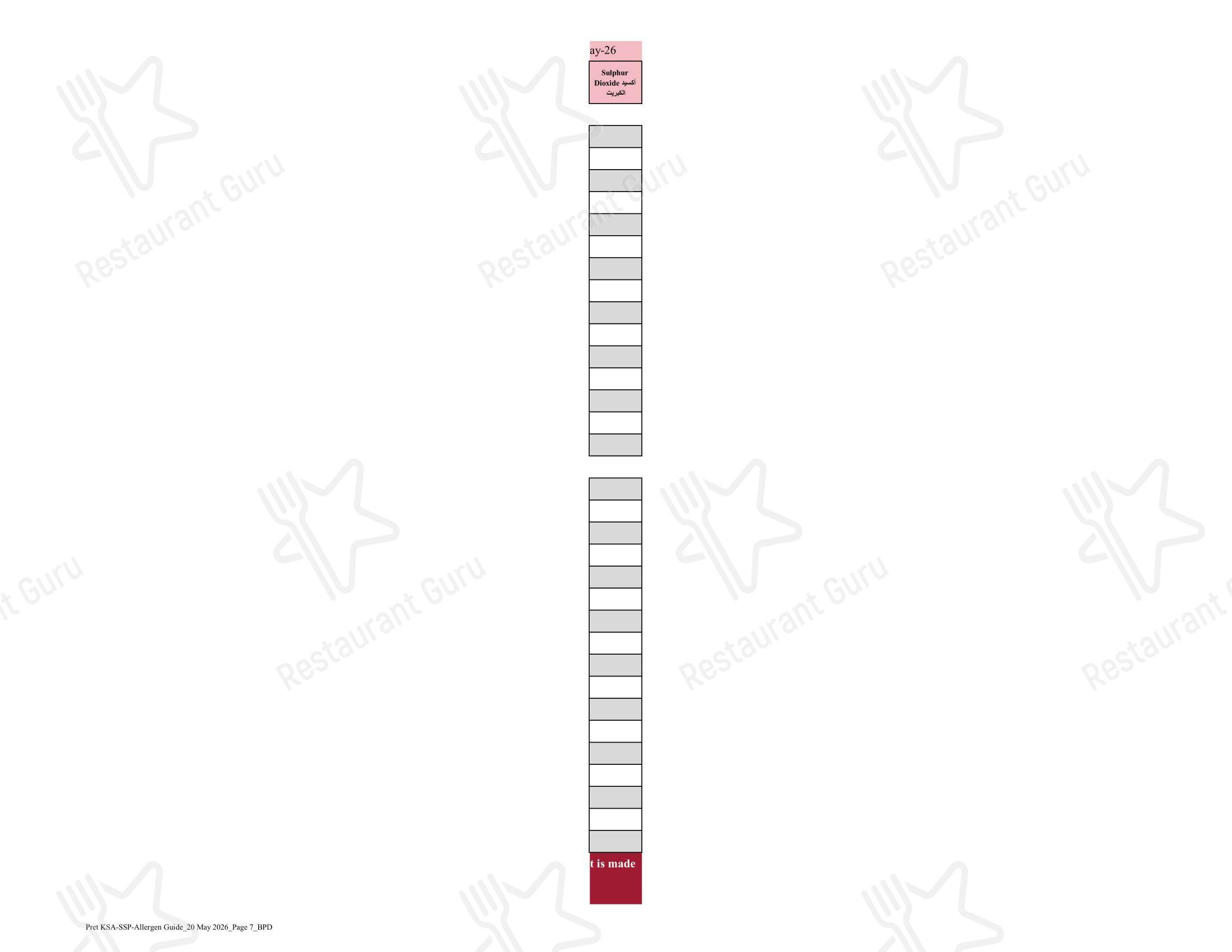 Крафт меню кафе Pret A Manger