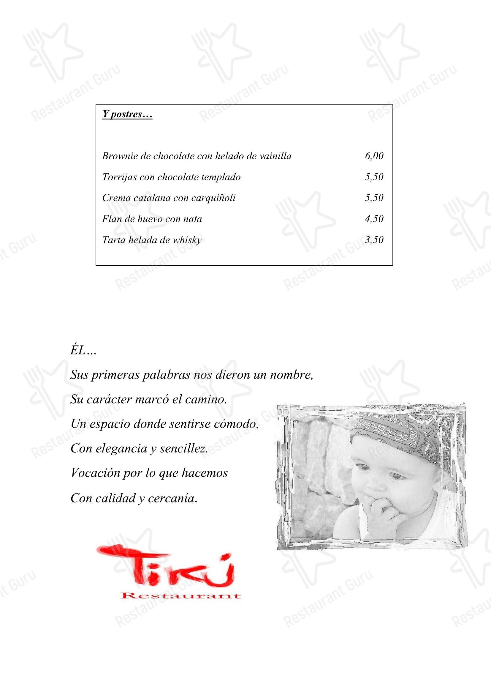 Коктейльная карта ресторана Restaurant Tiku в Риполлете