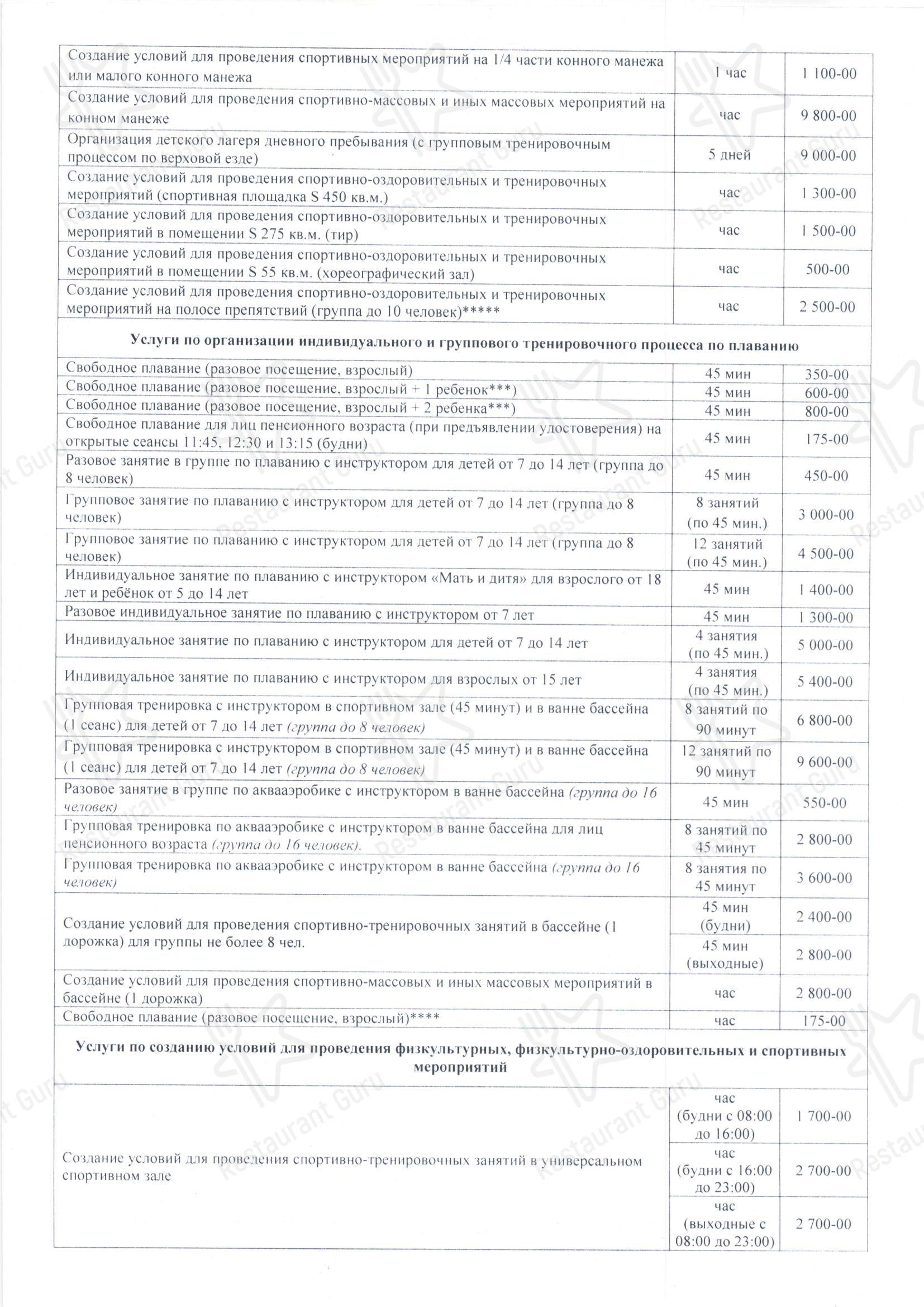 Меню напитков кафе Рифей в Сибае