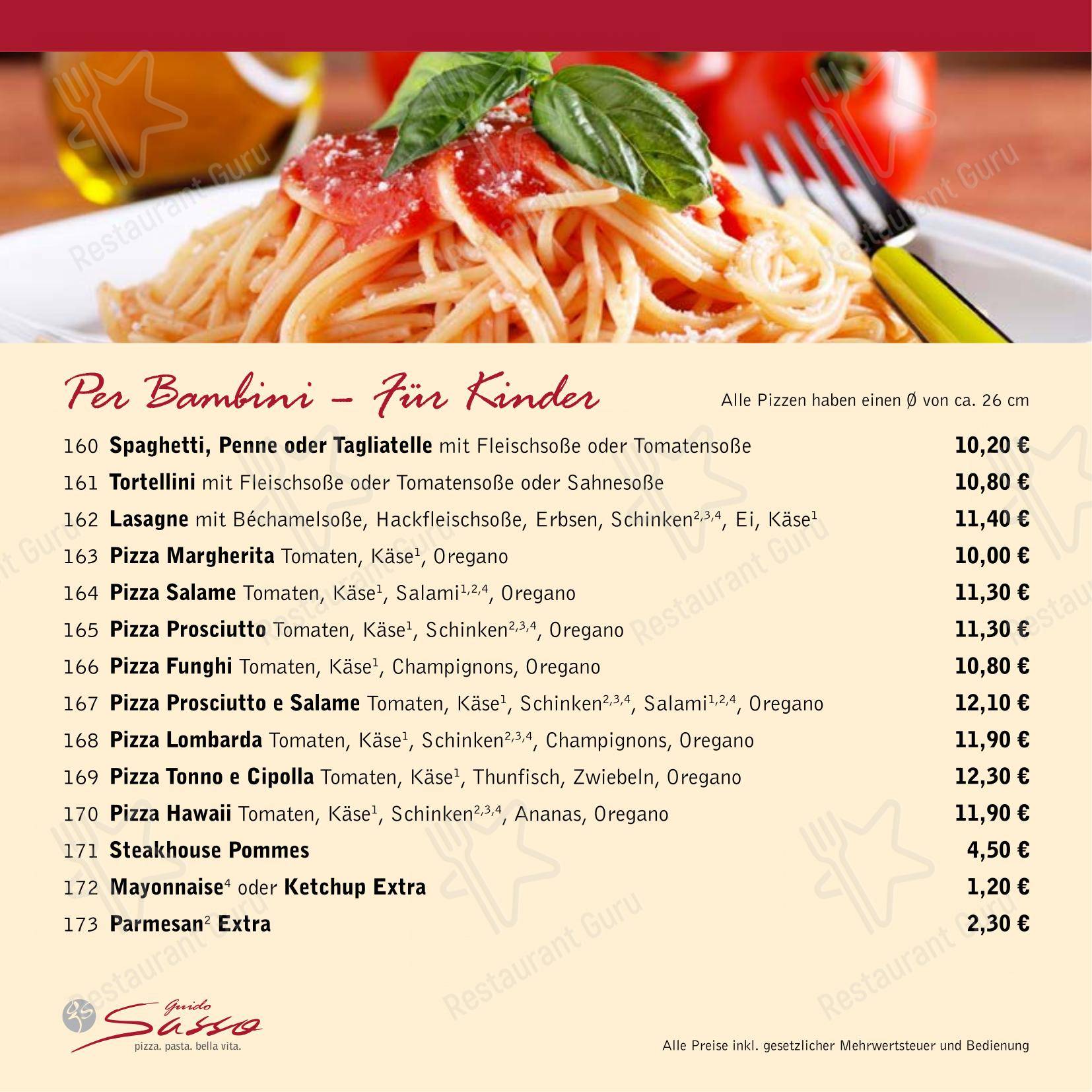 Ristorante Guido Sasso в Растеде - 菜单