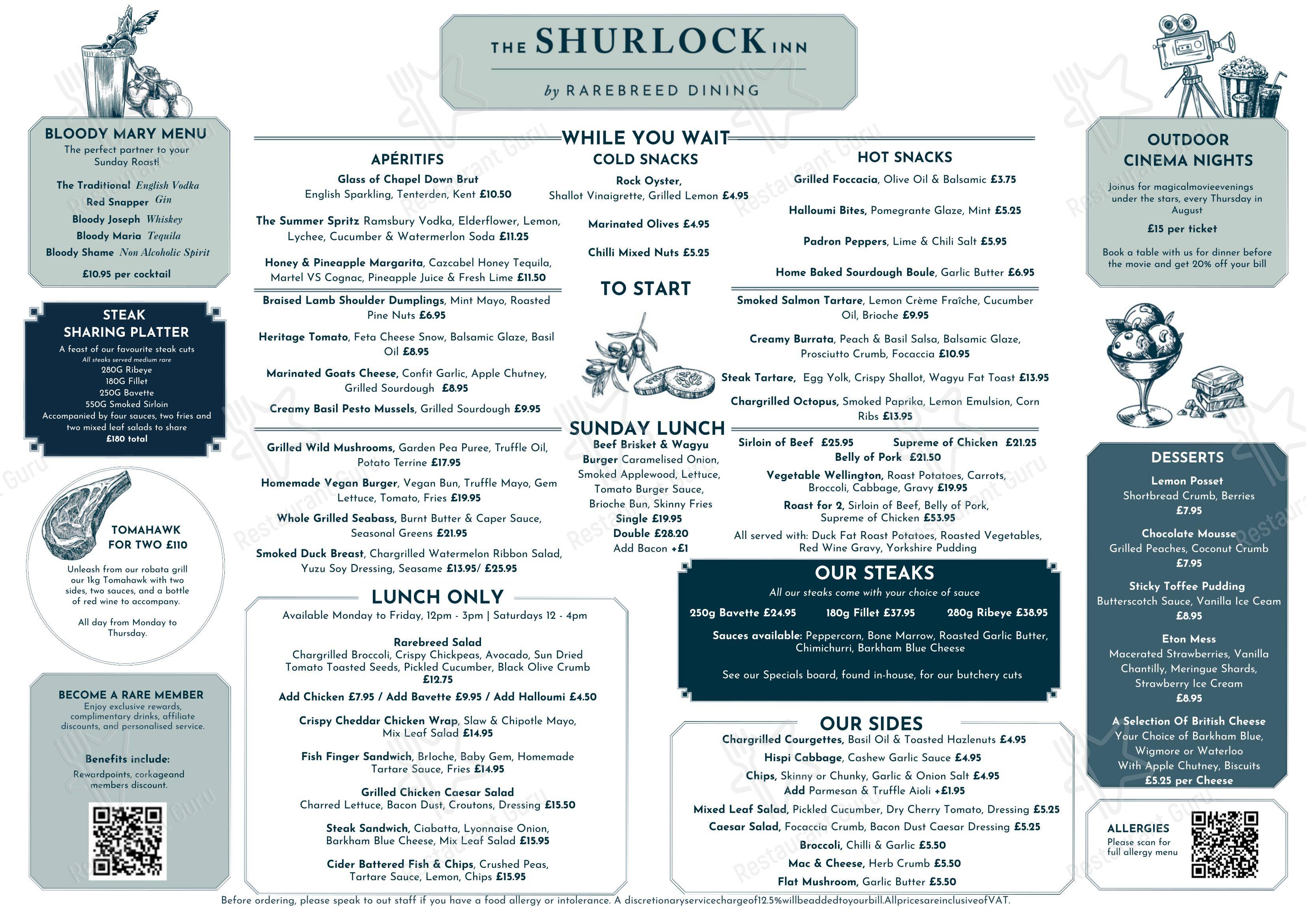 Меню паба и бара The Shurlock Inn - Коктейльная карта