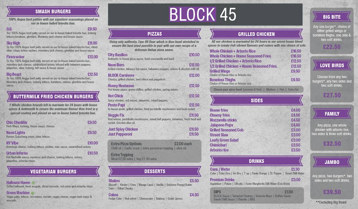 Block 45 меню