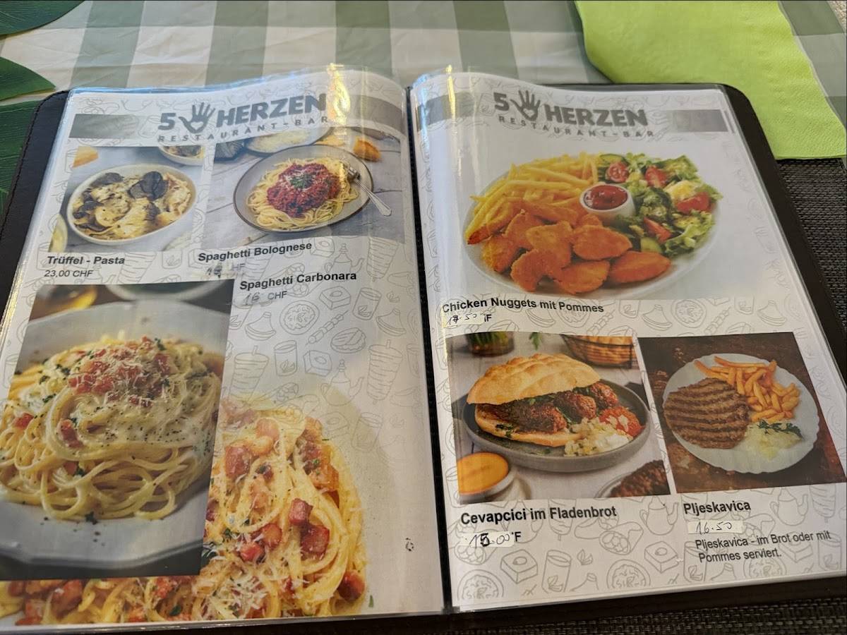 5 Herzen меню