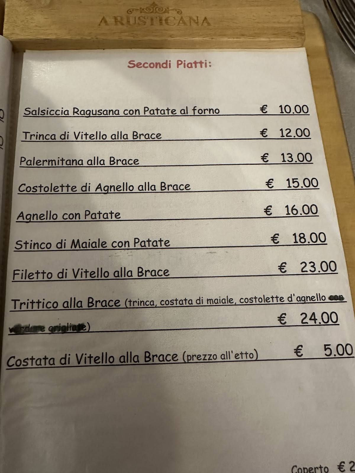A' Rusticana меню