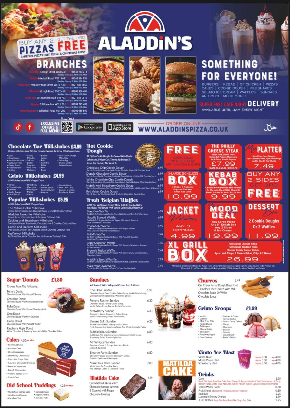 Aladdins Pizza Rugeley меню