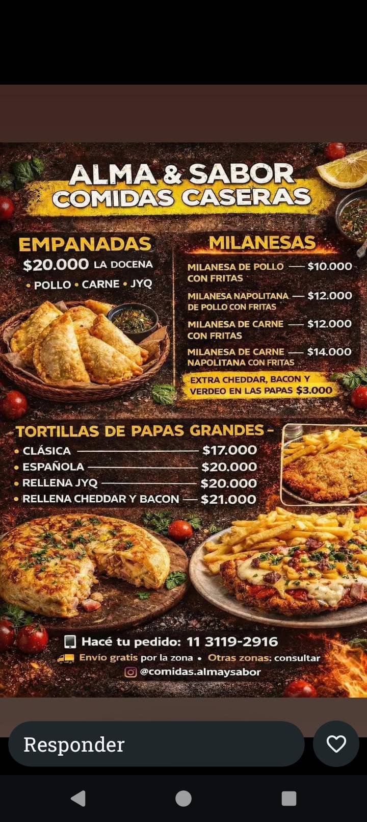 Alma y sabor меню