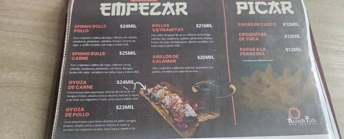 Alozito Flito меню