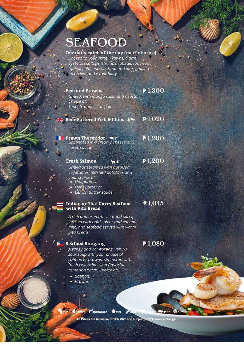 Ambassador's Al Fresco Restaurant меню