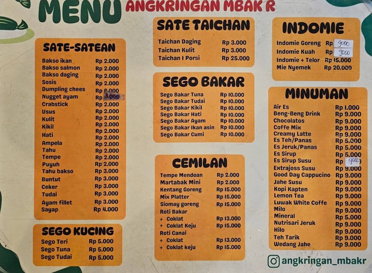 Angkringan MBAK R меню