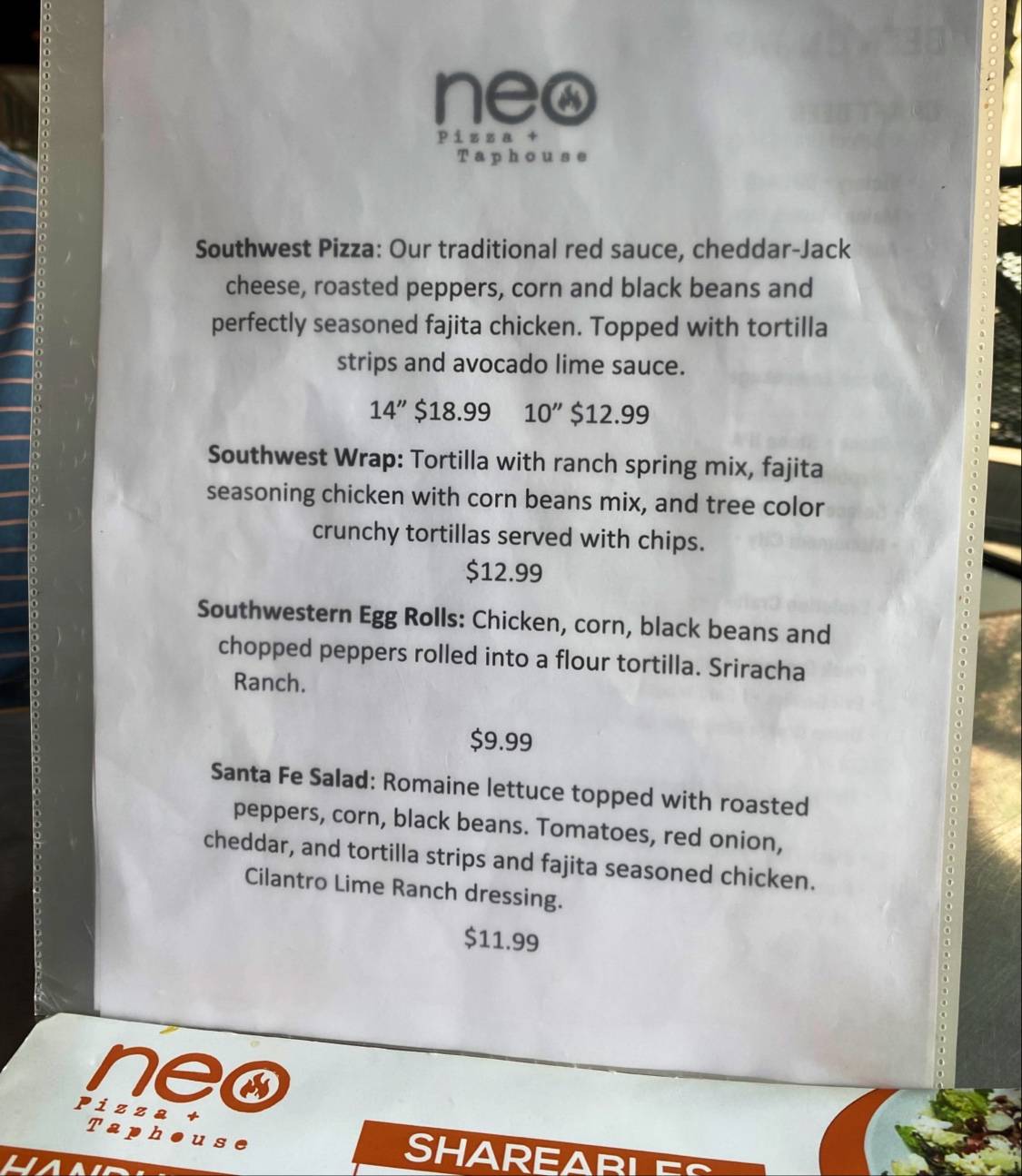 Neo Pizza & Taphouse меню