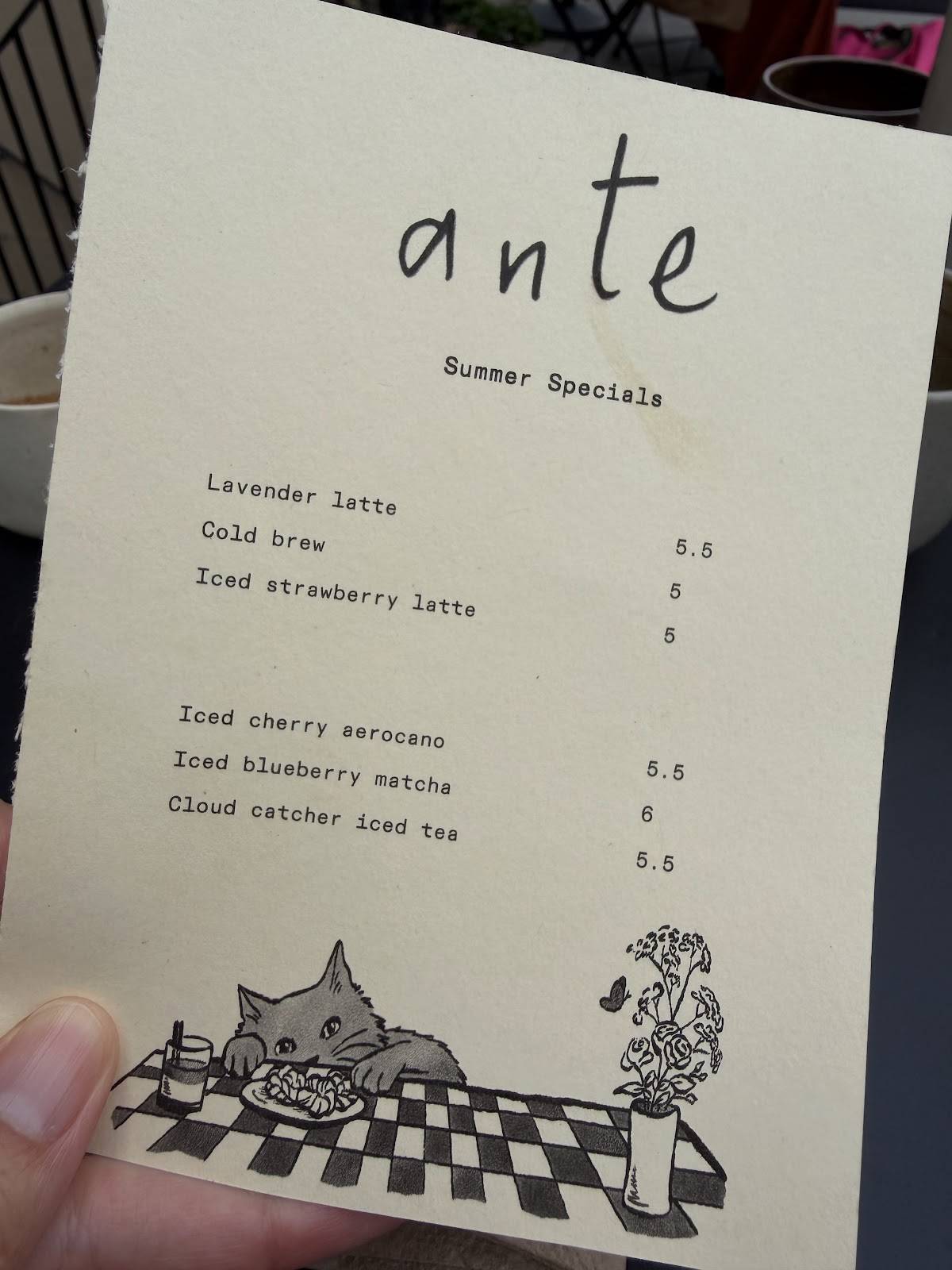 Ante меню
