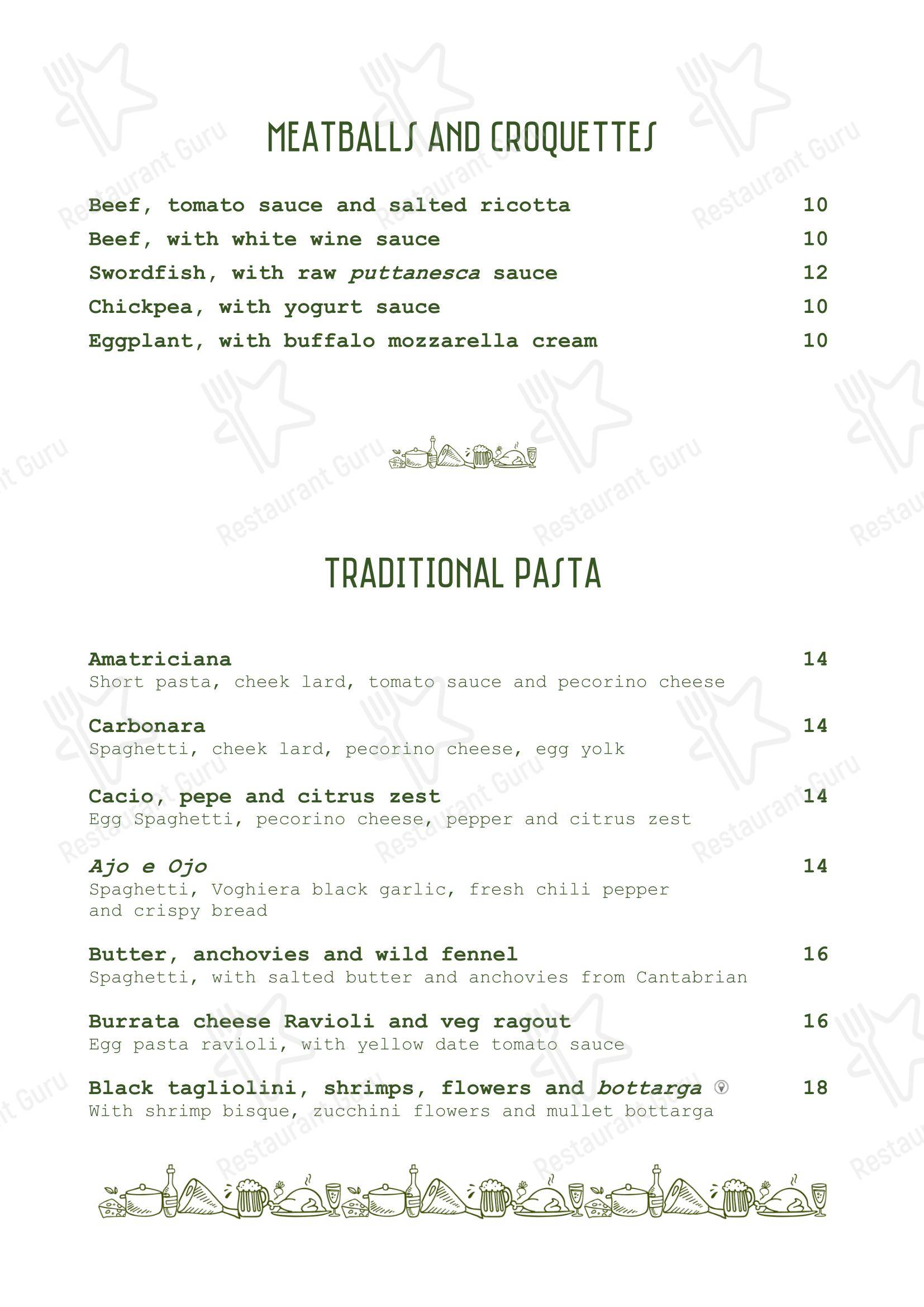 Ночное меню ресторана Apoteca