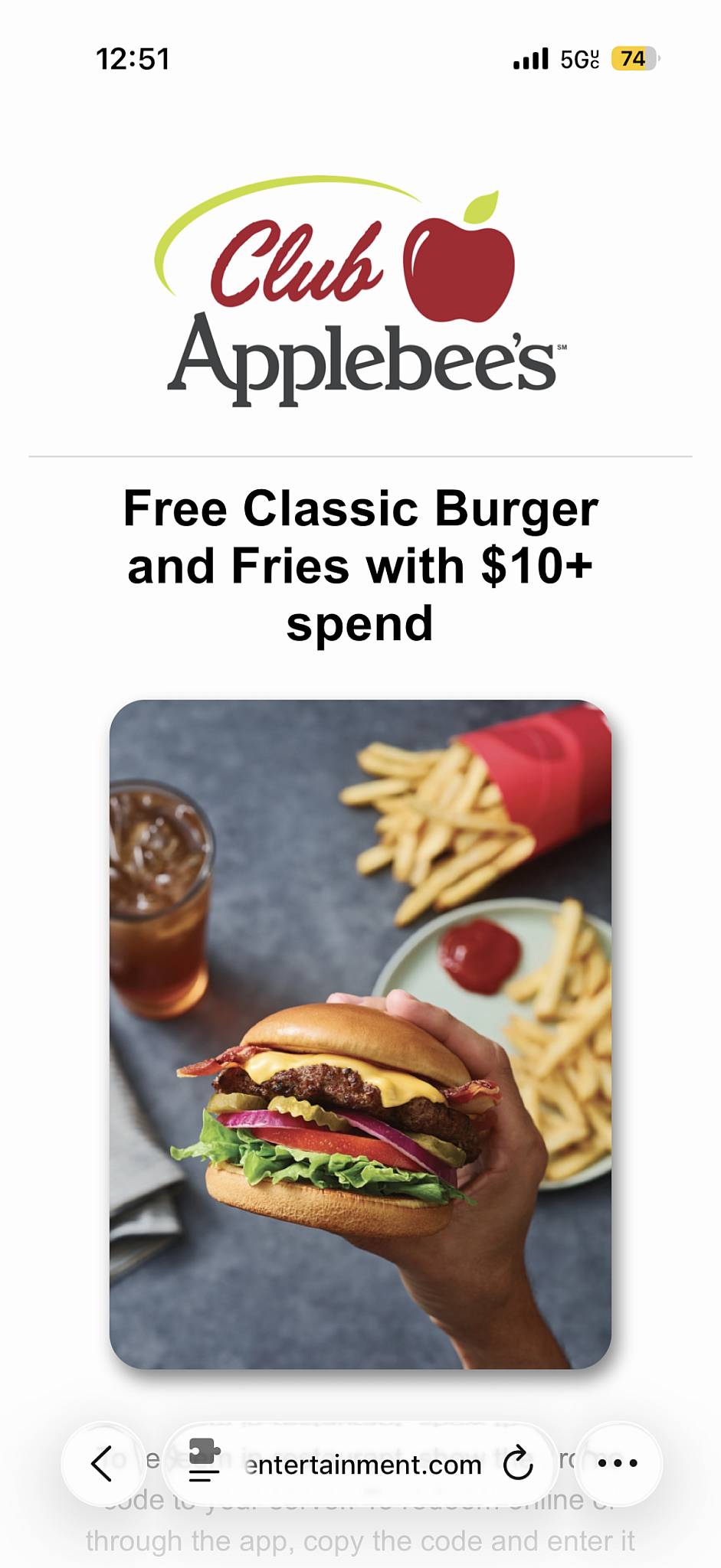 Applebee's Grill + Bar меню