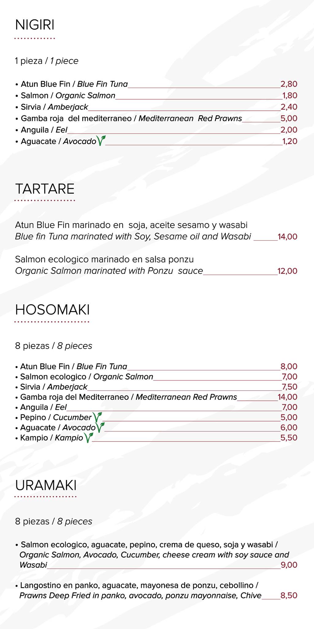 AristoSushi Restaurant Ibiza меню