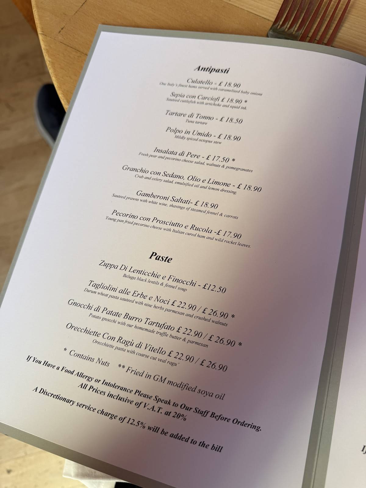 Assaggi Restaurant меню
