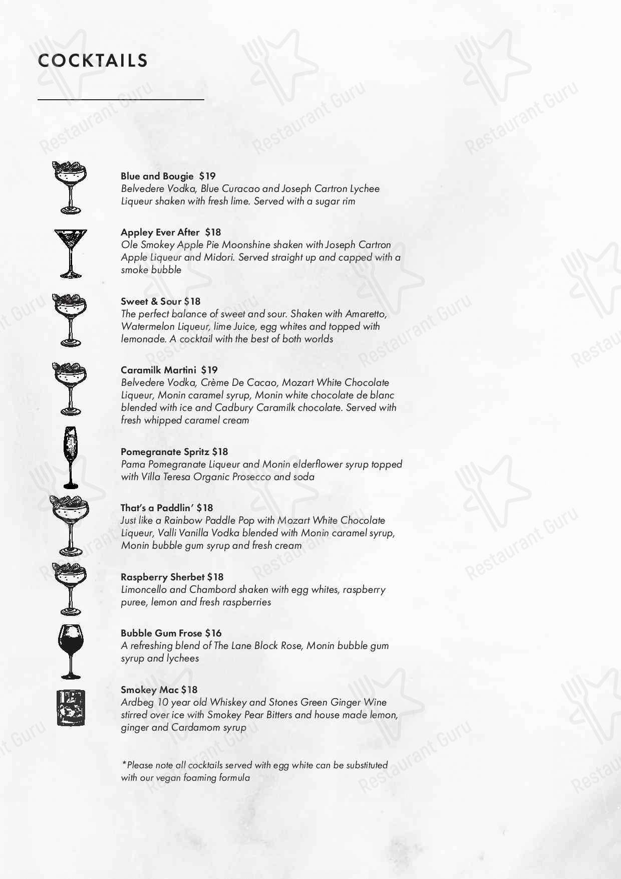 Atrium Bar меню