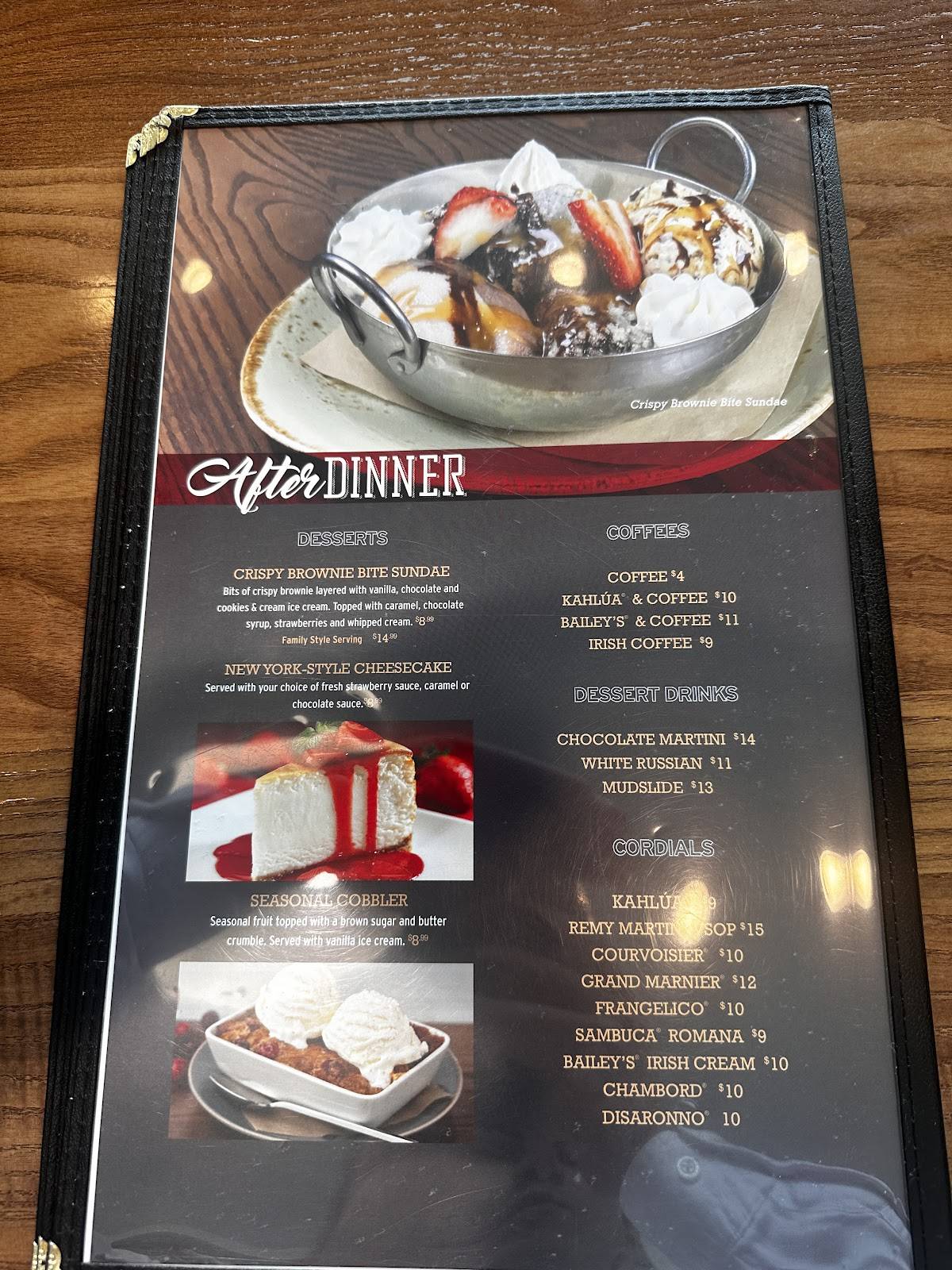 Tony Roma's меню