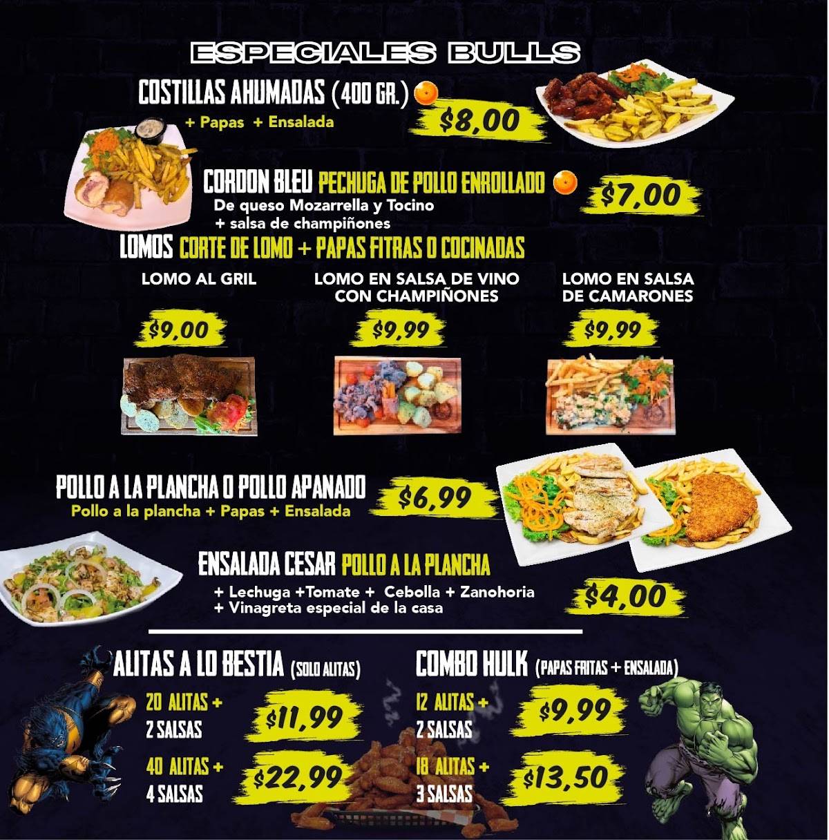 BULLS RESTO BAR - Riobamba меню