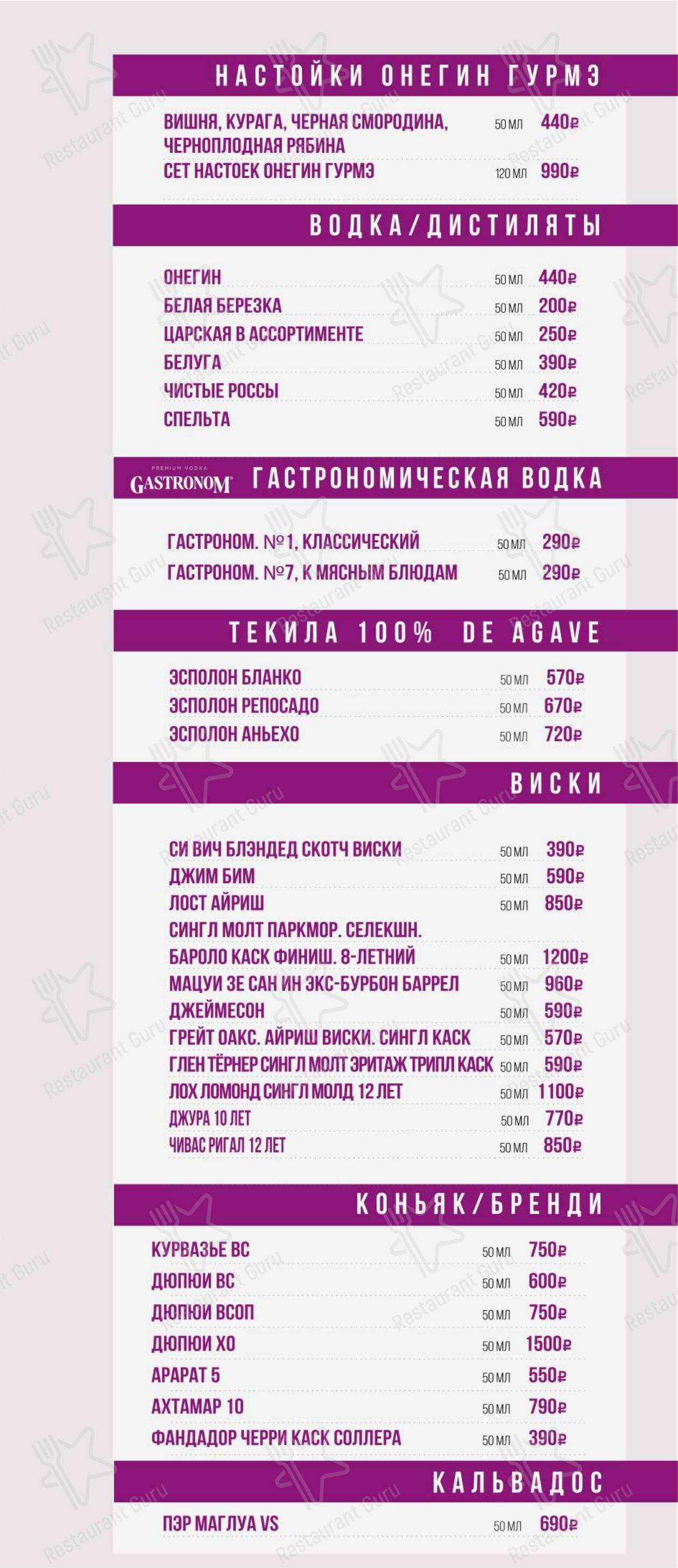 Меню ресторана Bar Luskoni - Основное меню