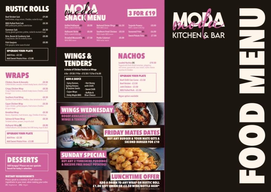 Bar Moda меню