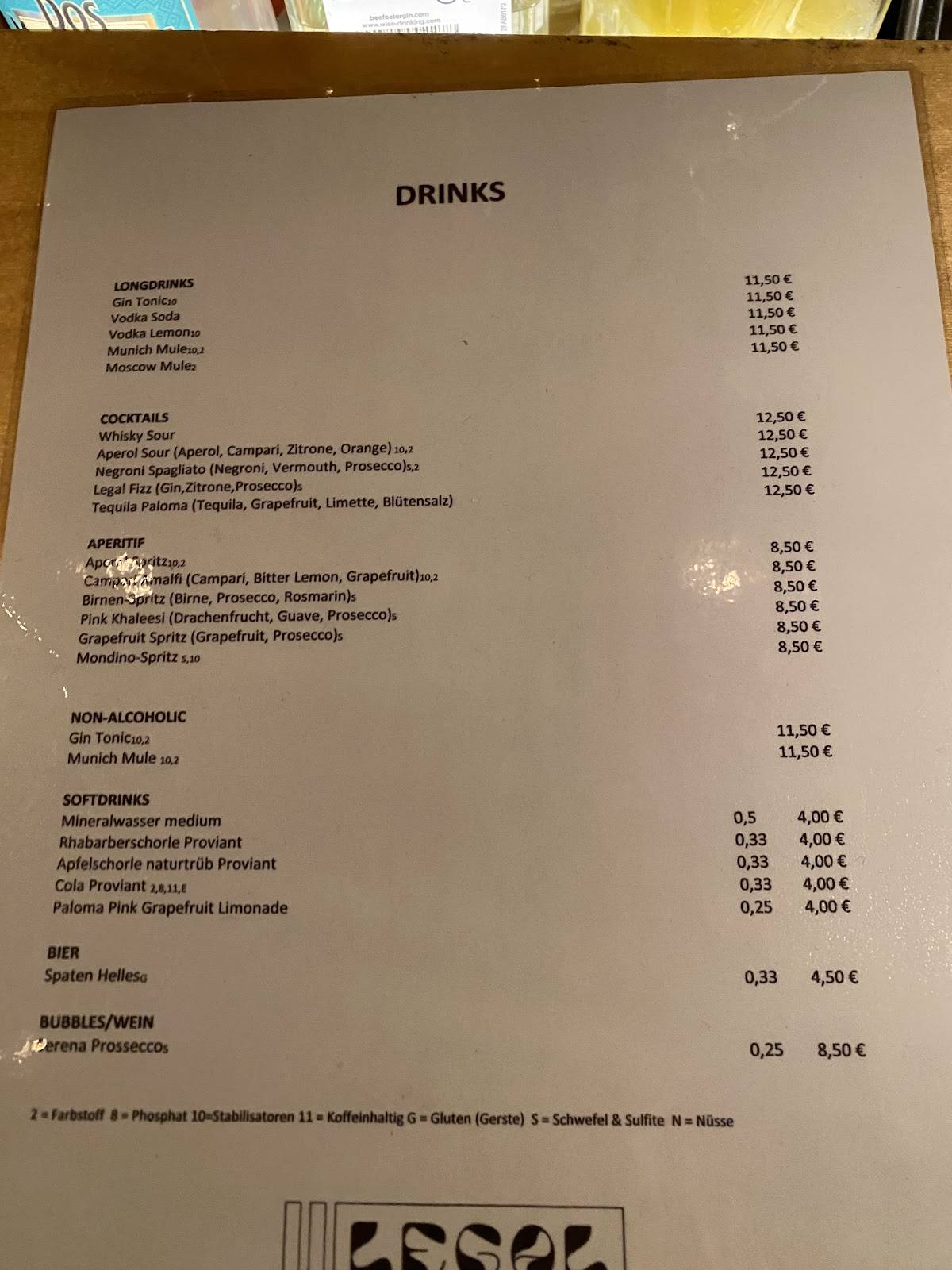 Bar Rendezvous - München меню