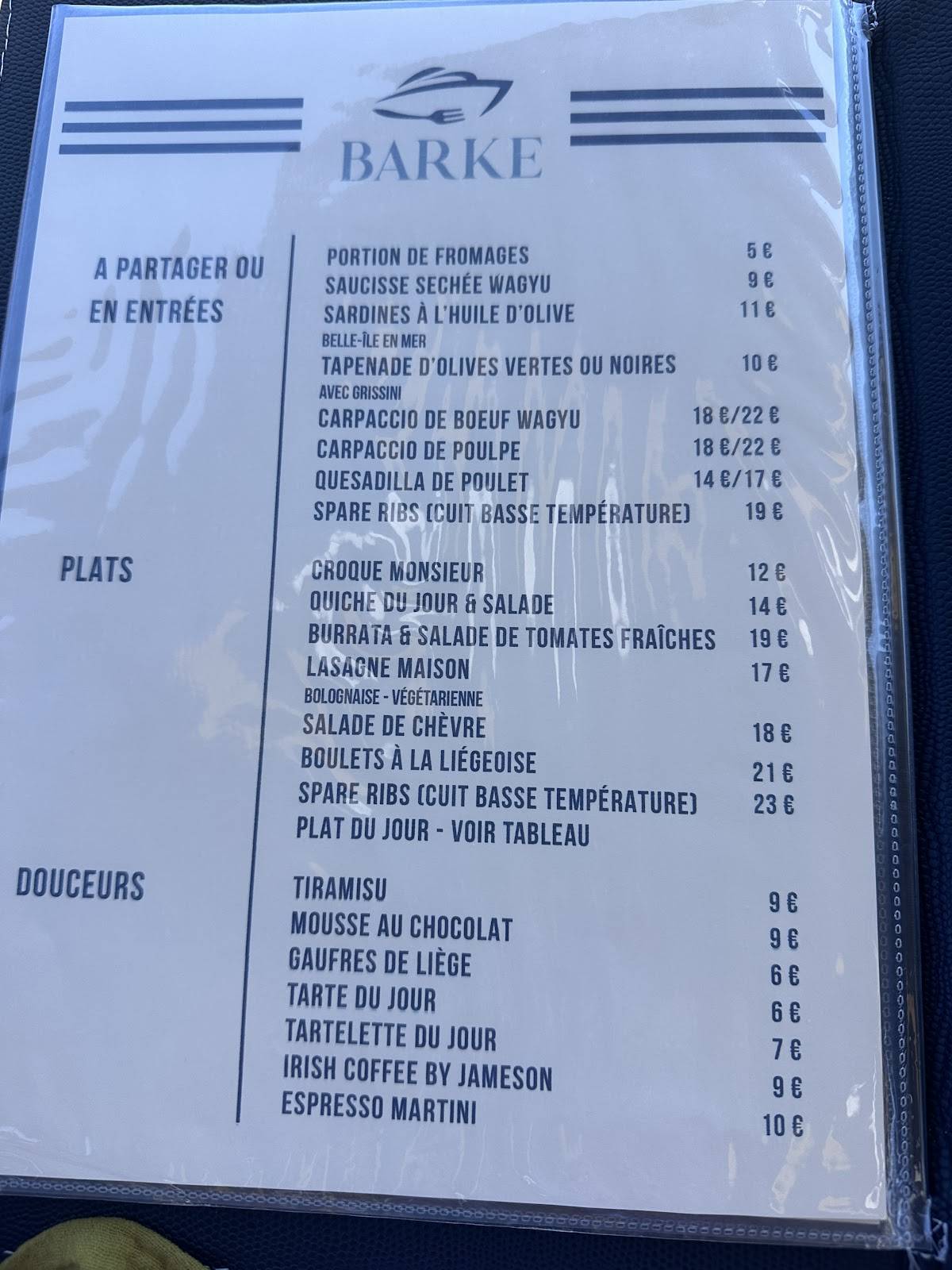 Barke меню