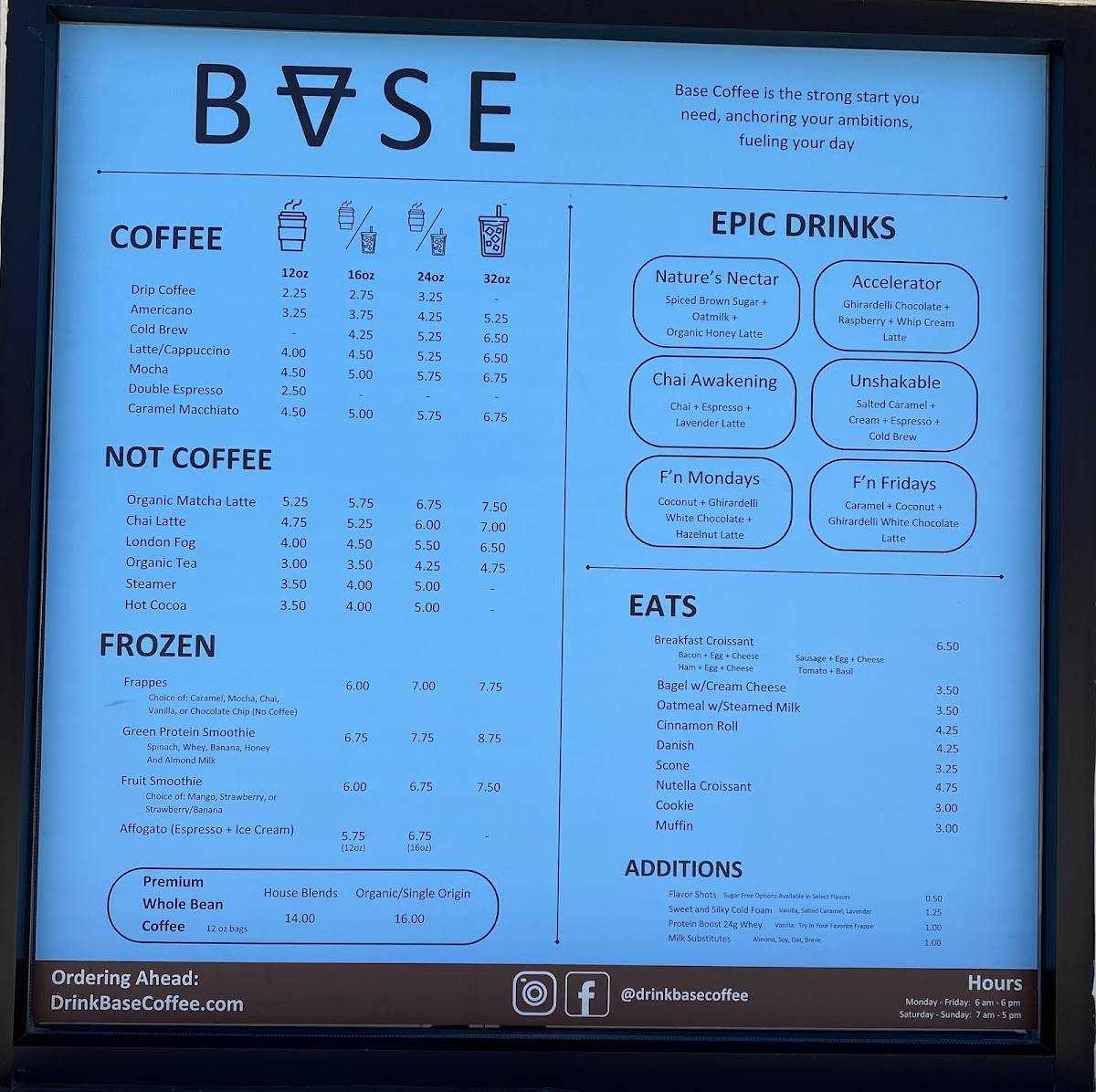 Base Coffee меню