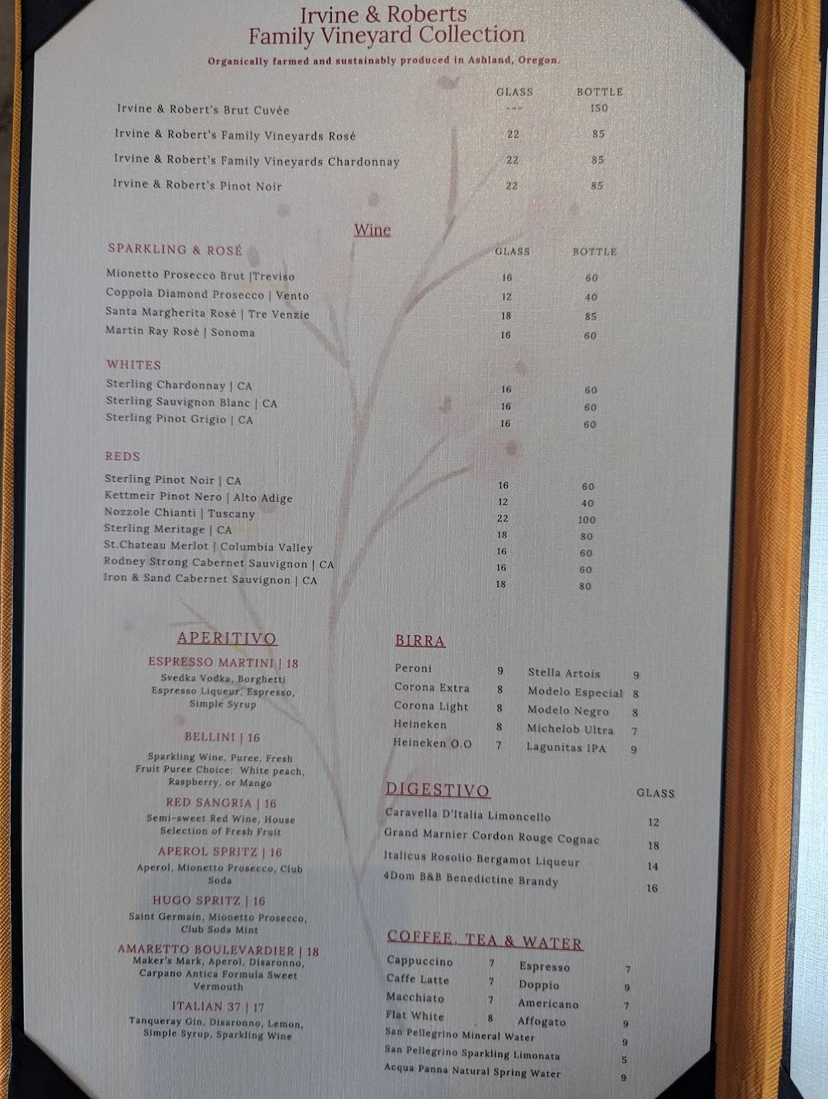 Bella Trattoria Italian Bistro меню