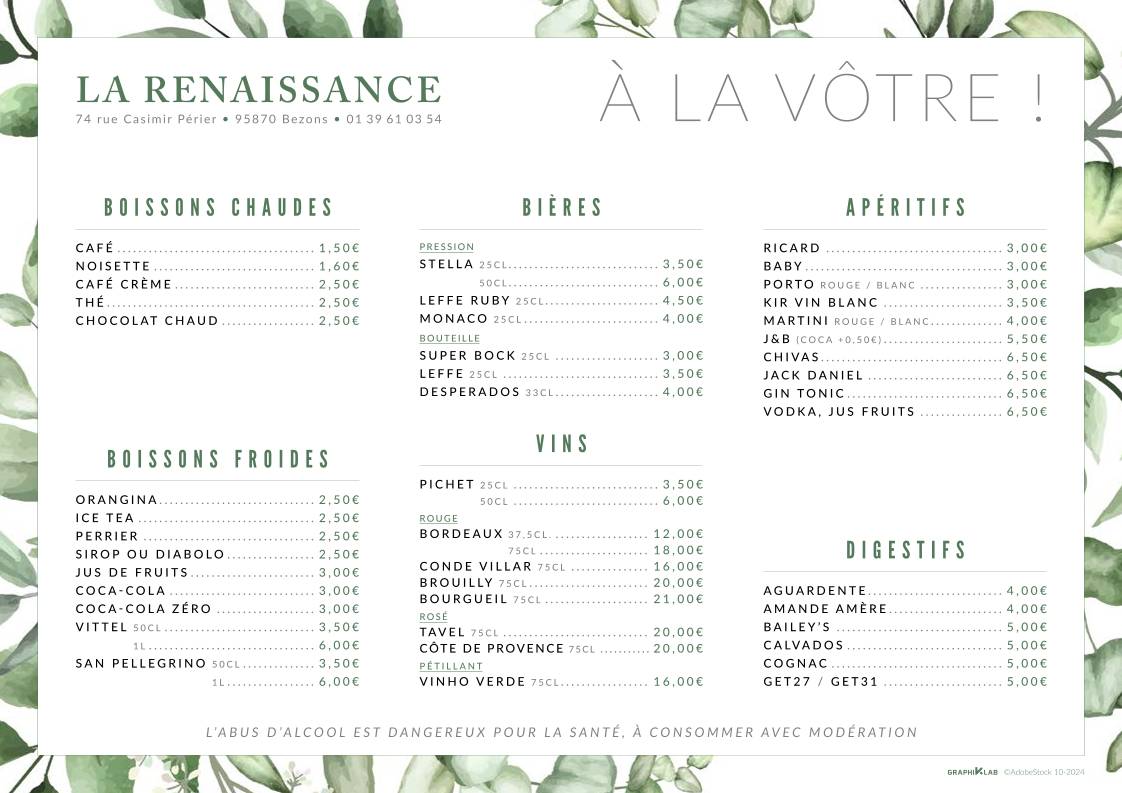 La Renaissance меню