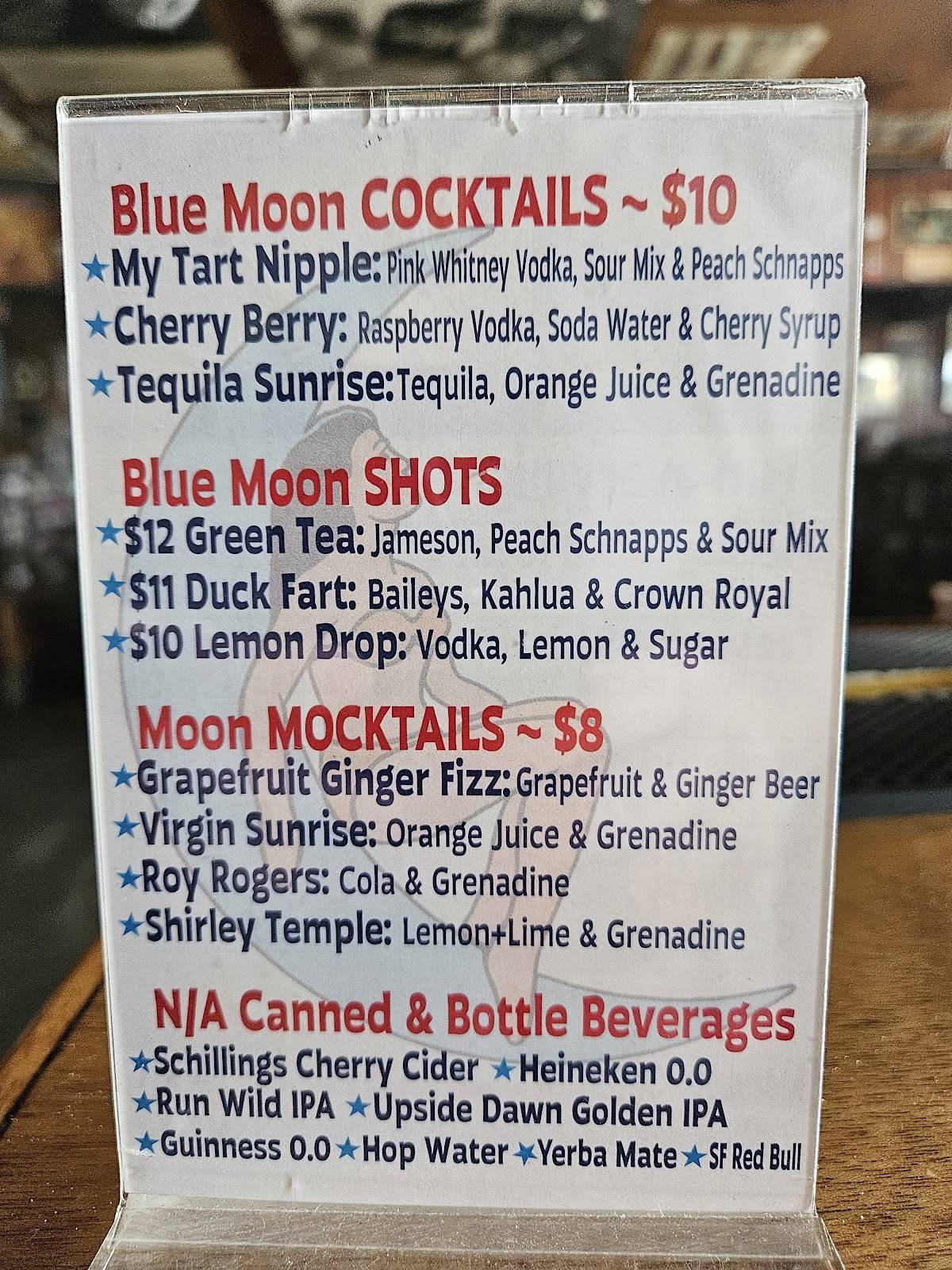Blue Moon Tavern меню