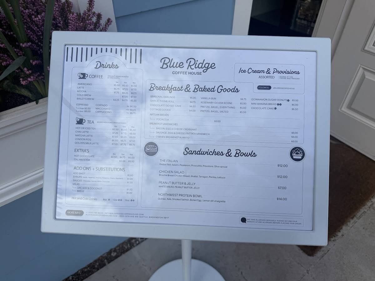 Blue Ridge Coffee House меню