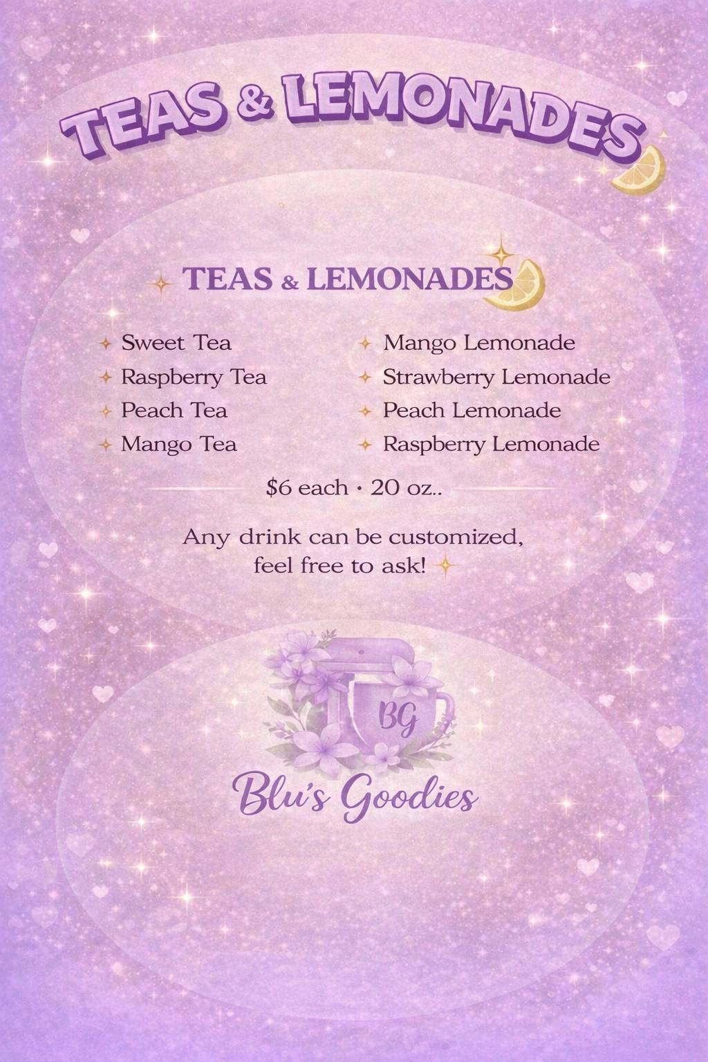 Blu’s Goodies меню