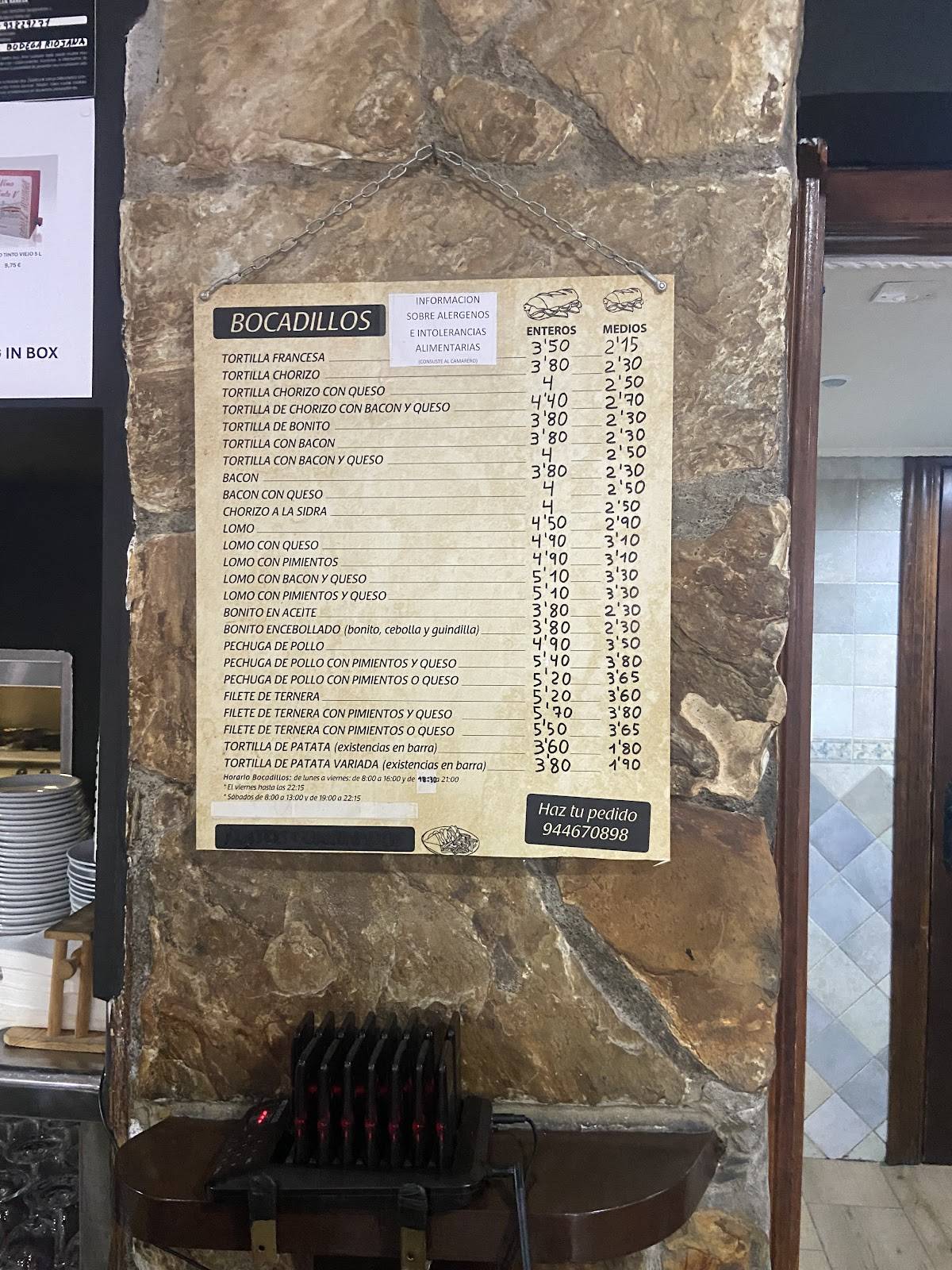 Bodega Riojana меню