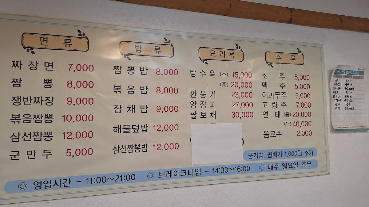 Bongcheondong China меню