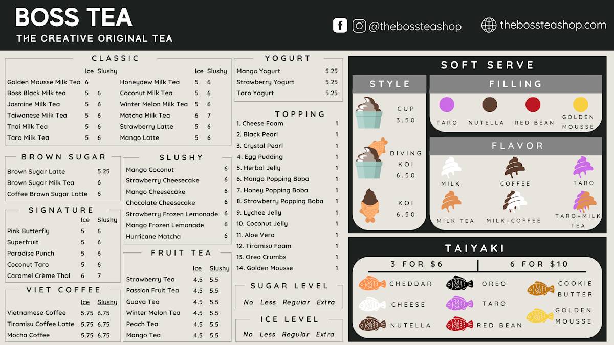 Boss Tea меню