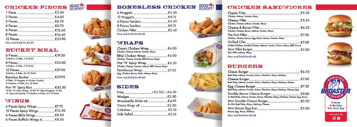 Broaster Chicken Msida меню