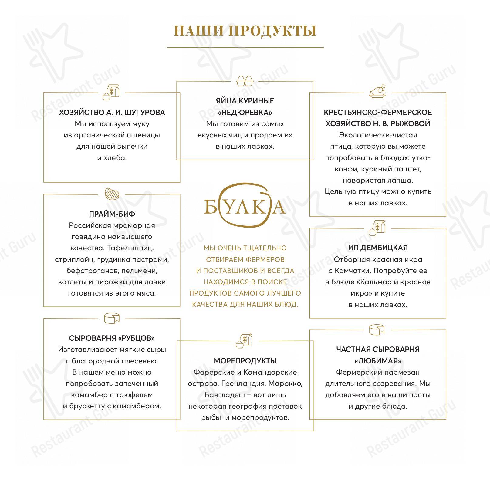 Меню ресторана Булка