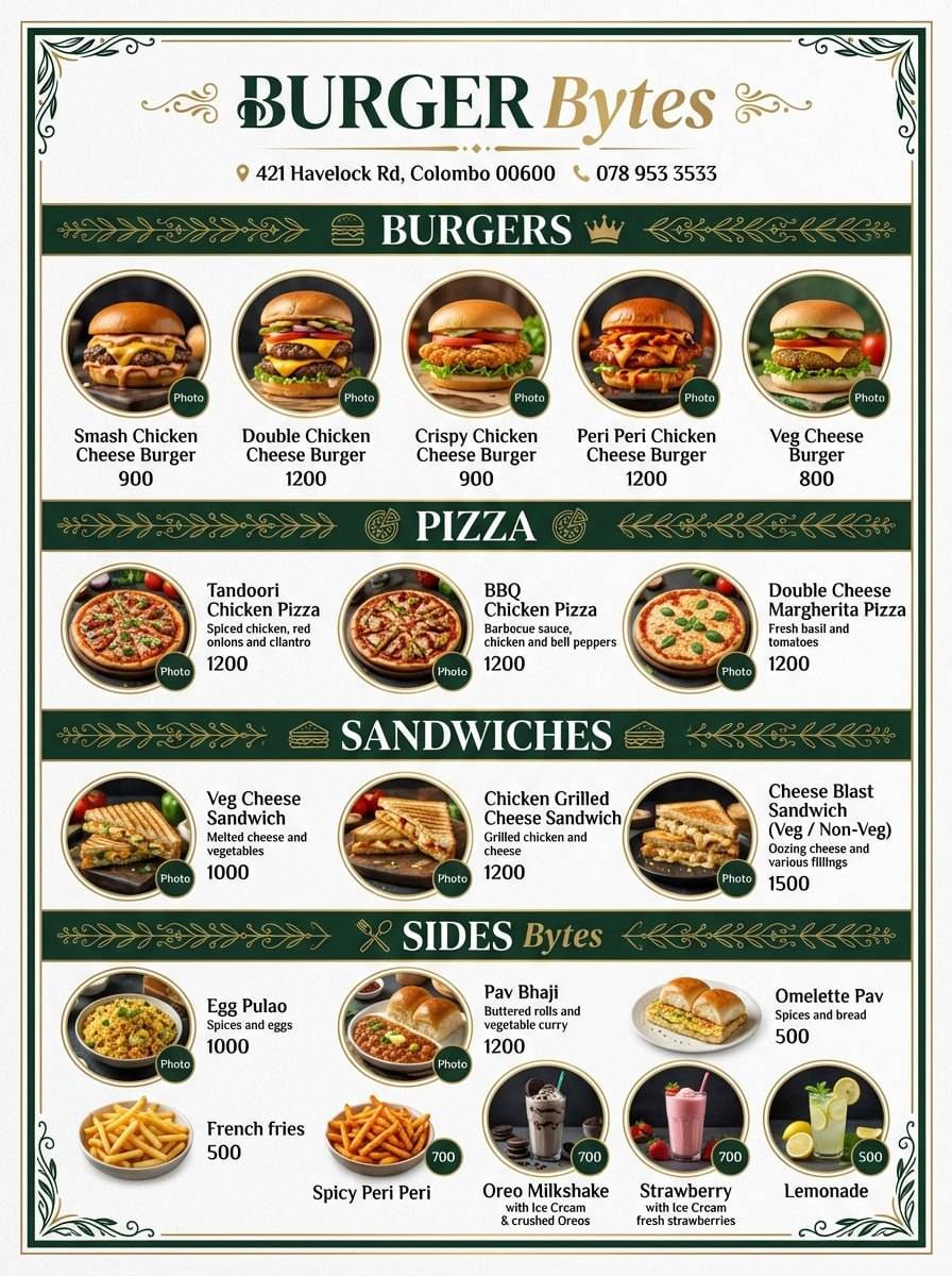 Burger Bytes меню