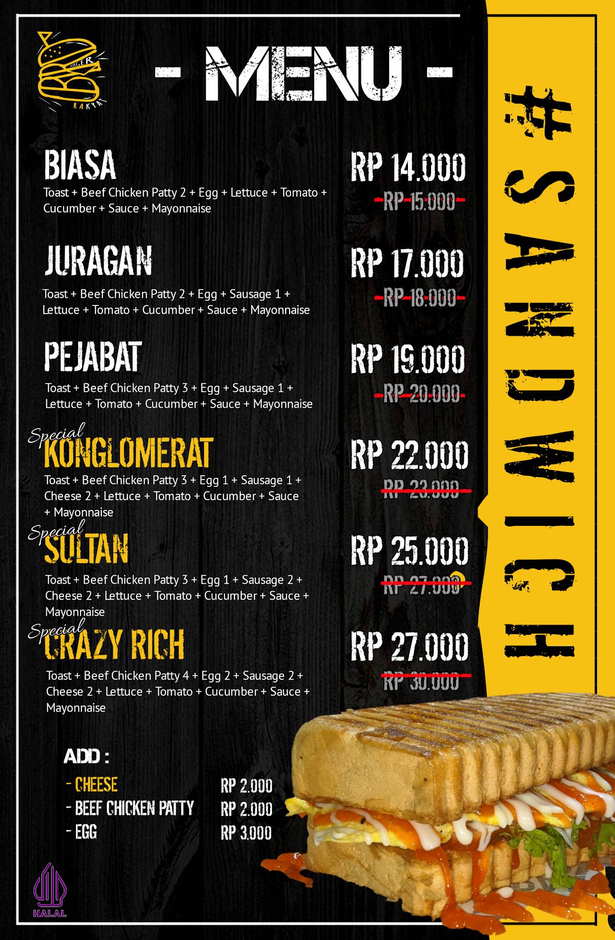 Burger Rakyat меню