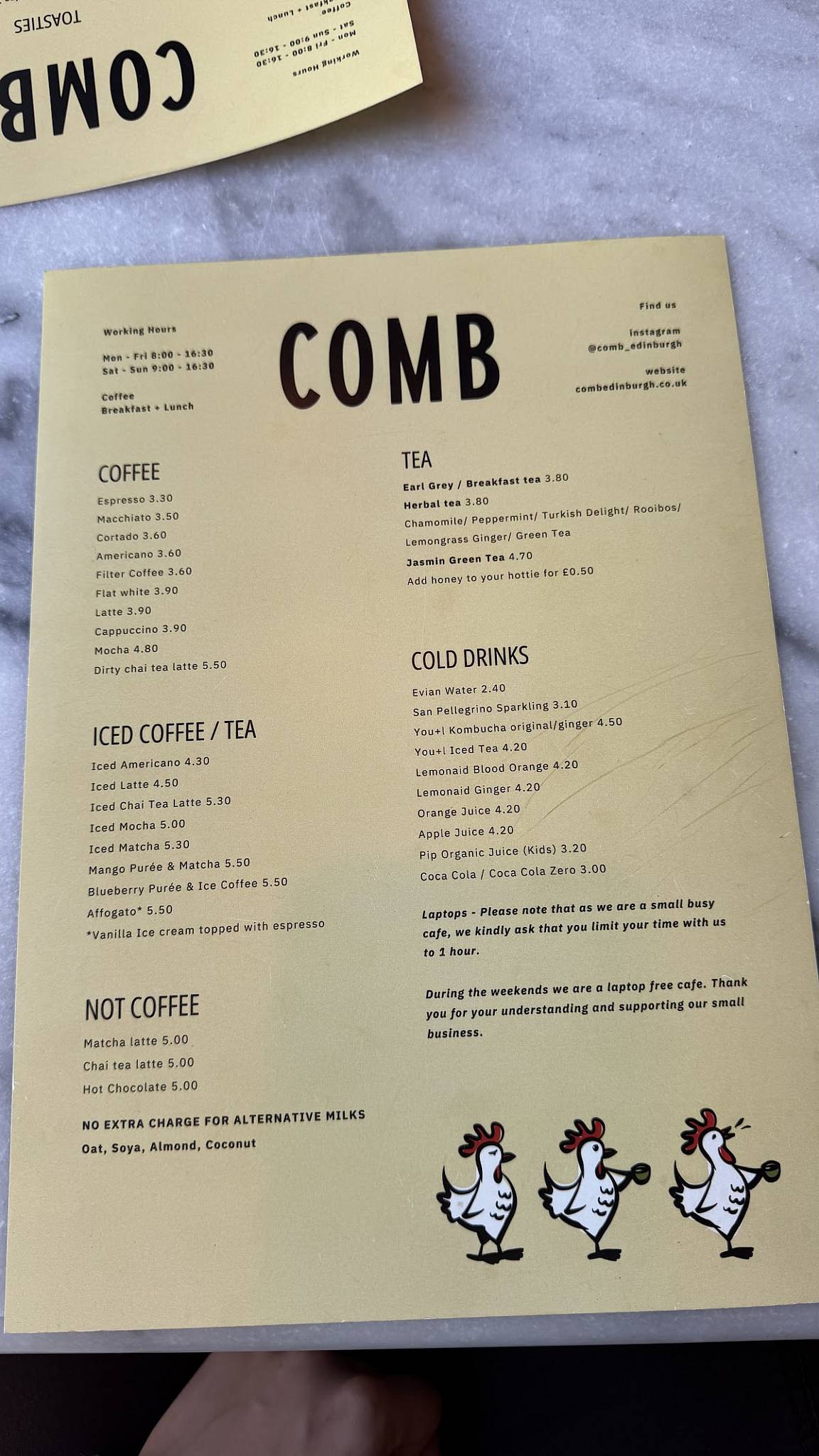 C O M B меню
