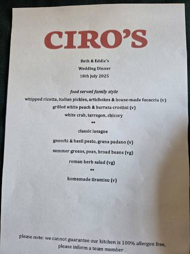 CIRO’S меню