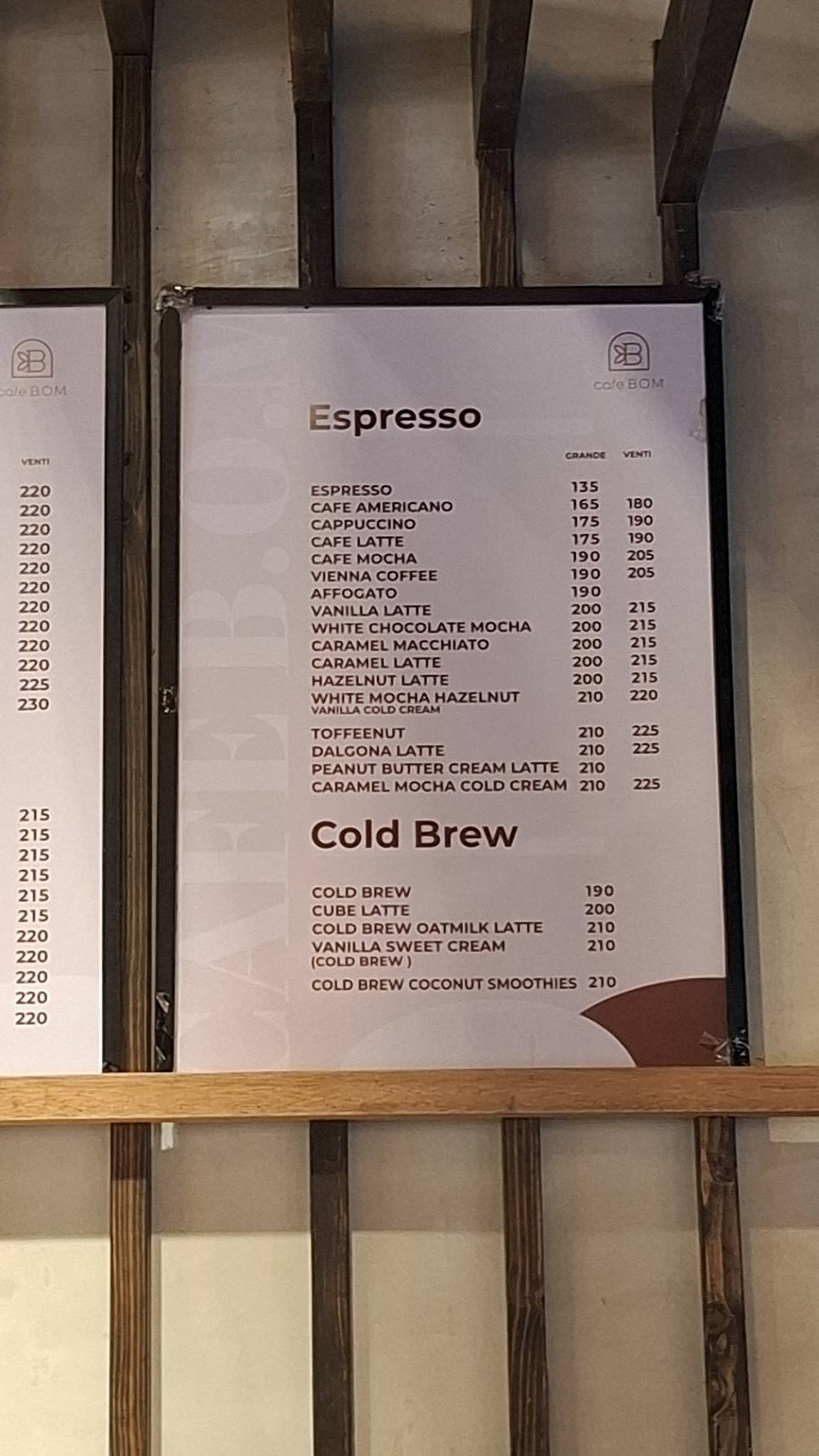Cafe B.O.M меню
