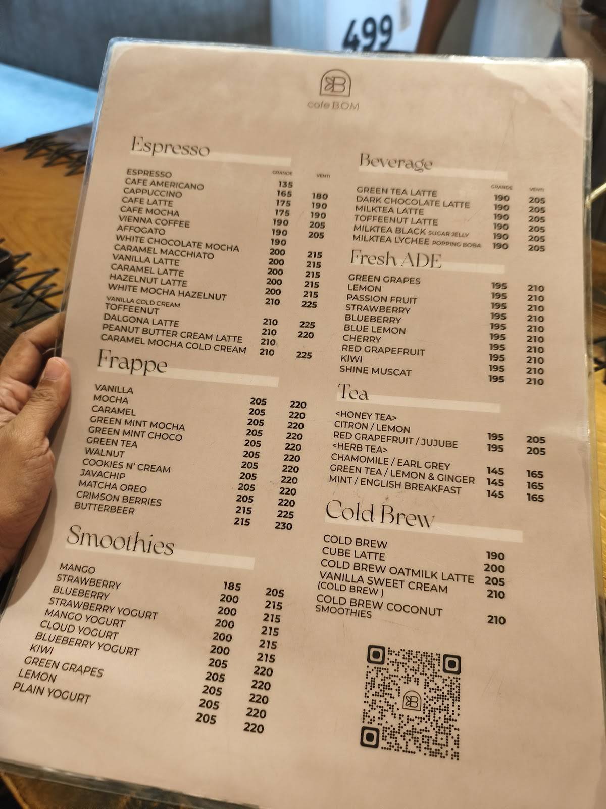 Cafe B.O.M меню