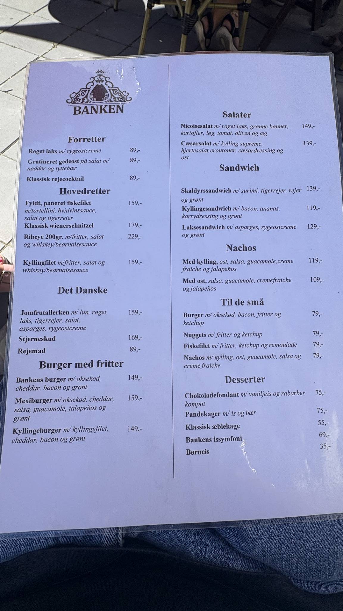Cafe Banken меню