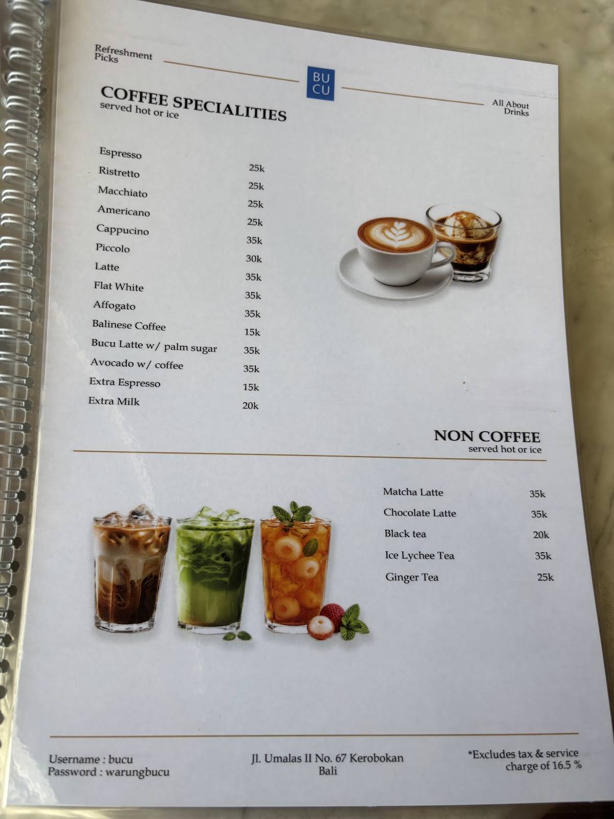 Bucu Family Cafe меню