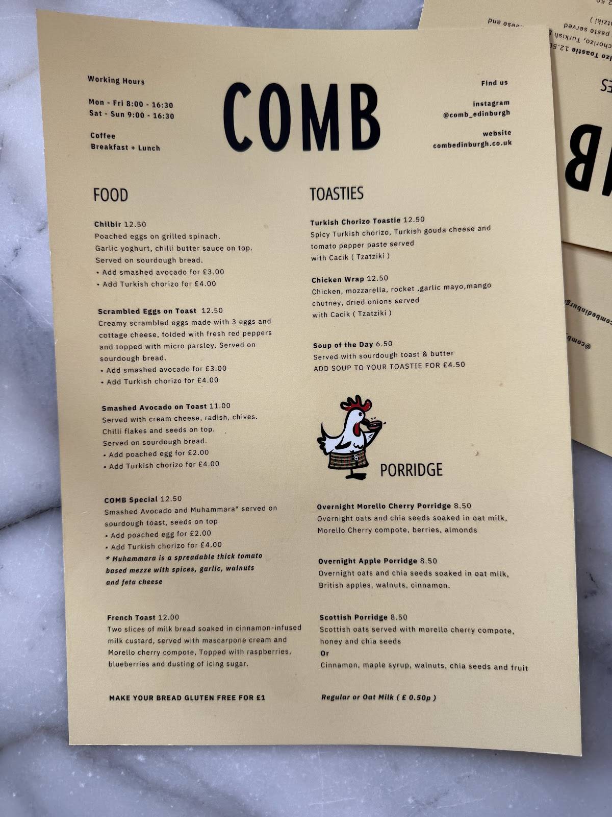 C O M B меню