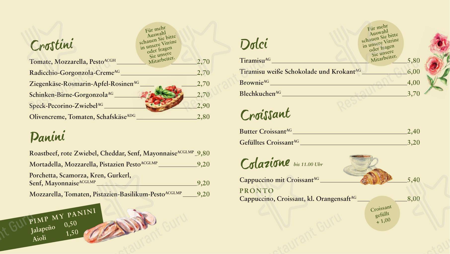 Меню напитков кафе Café Cosimo в Граце