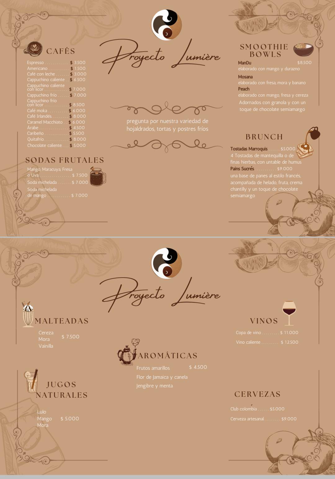Café Lumière меню
